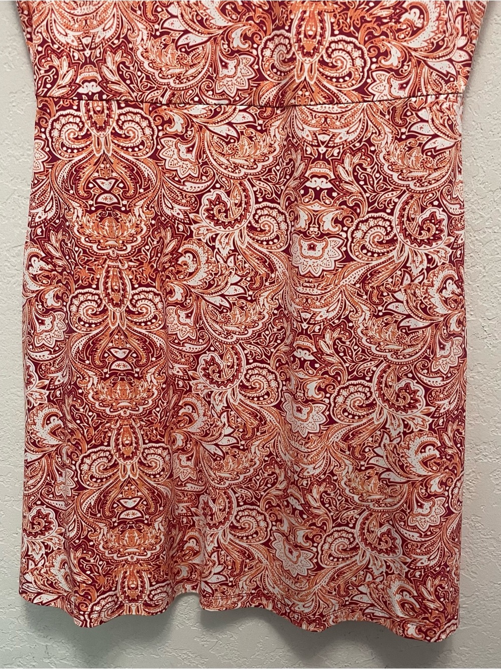 Title Nine Size L Sleeveless Dress Coral Paisley Print V Neck Pockets Casual - Picture 4 of 8